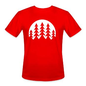 Night Landscape: Black Pine Trees in Moonlight - Men's Moisture Wicking Performance T-Shirt - red - Front - Jackson (183cm)