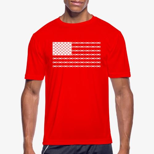 Bicycle Chain American Flag - Men's Moisture Wicking Performance T-Shirt