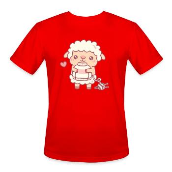 Cute Sheep With Wool Sweater Funny - Men's Moisture Wicking Performance T-Shirt - red - Front - Jackson (183cm)