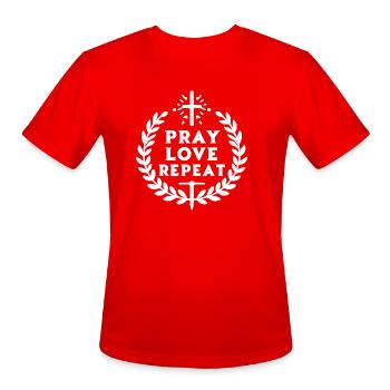 Pray Love Repeat - Men's Moisture Wicking Performance T-Shirt - red - Front - Jackson (183cm)