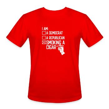cigar pipe tobacco smoking smoker smoking a ciga - Men's Moisture Wicking Performance T-Shirt - red - Front - Jackson (183cm)