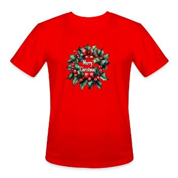 Holly Christmas - Men's Moisture Wicking Performance T-Shirt - red - Front - Jackson (183cm)