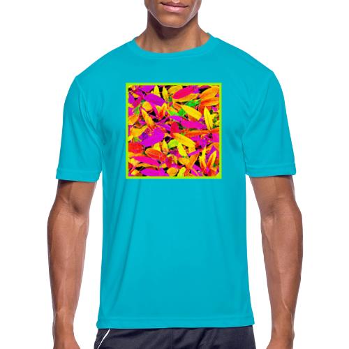 Vibrant NeonLeaf Elegance Pattern - Men's Moisture Wicking Performance T-Shirt