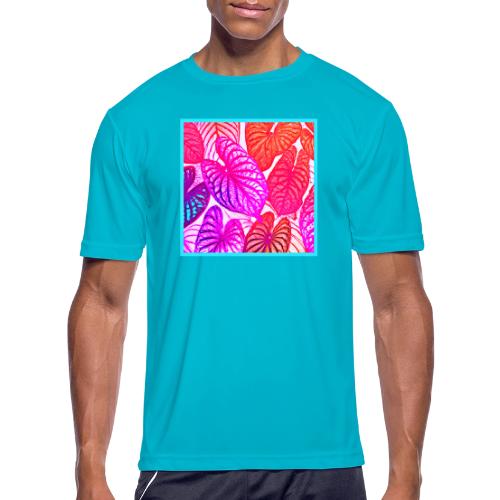 Color Burst Leaves Neon Elegance - Men's Moisture Wicking Performance T-Shirt