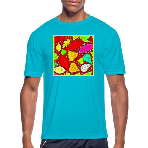 Rainbow Leaves Vibrant Pattern - Men's Moisture Wicking Performance T-Shirt
