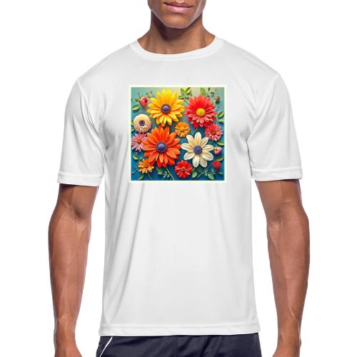 Vibrant Floral Fantasy Design - Men's Moisture Wicking Performance T-Shirt
