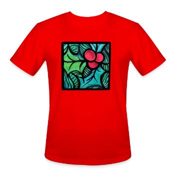 Christmas Holly - Men's Moisture Wicking Performance T-Shirt - red - Front - Jackson (183cm)