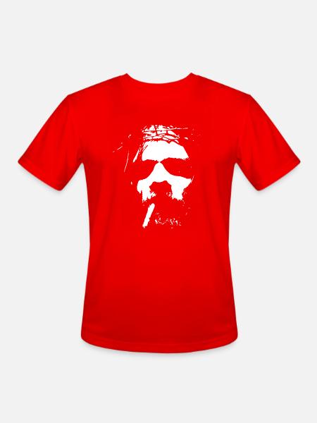 Smoking man with beard - Men's Moisture Wicking Performance T-Shirt - red
