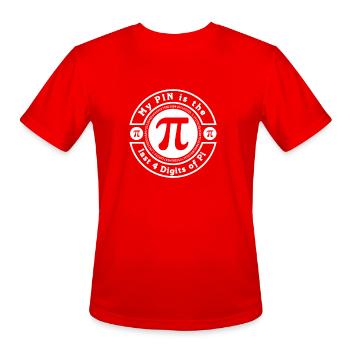 Pi Circle Badge Math Digits - Men's Moisture Wicking Performance T-Shirt - red - Front - Jackson (183cm)