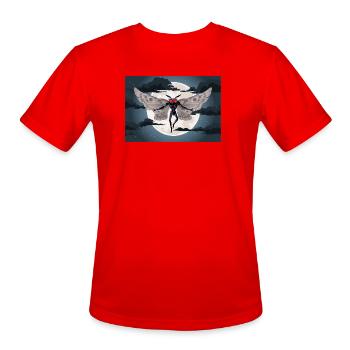 the mothman - Men's Moisture Wicking Performance T-Shirt - red - Front - Jackson (183cm)