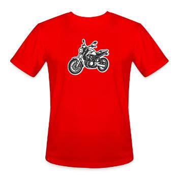 Modern Black and White Motorcycle Illustration - Men's Moisture Wicking Performance T-Shirt - red - Front - Jackson (183cm)
