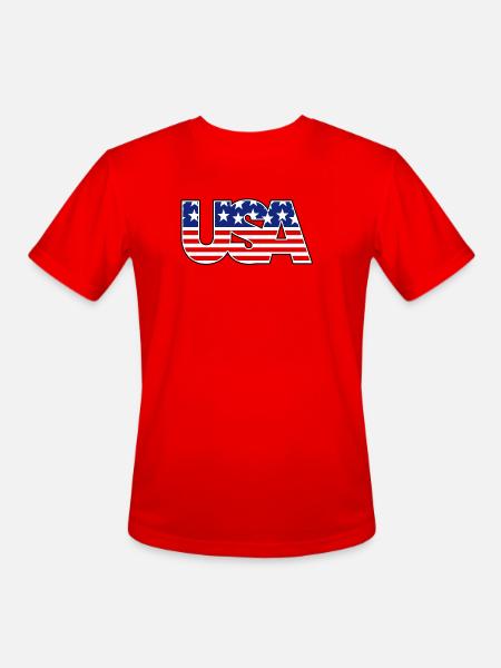 American Flag USA Logo - Men's Moisture Wicking Performance T-Shirt - red