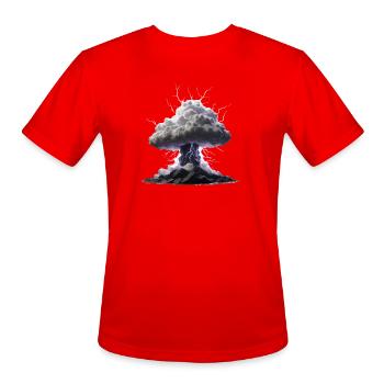 Elemental Fury - Lightning Storm Art - Men's Moisture Wicking Performance T-Shirt - red - Front - Jackson (183cm)