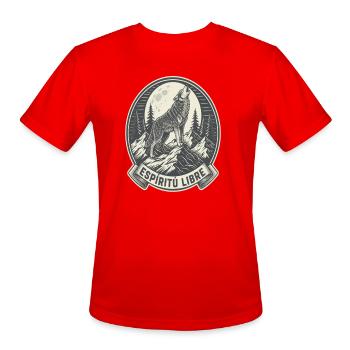 Lone Wolf Howl Moon Badge - Men's Moisture Wicking Performance T-Shirt - red - Front - Jackson (183cm)