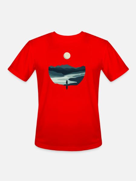 Moonlit Valley Silhouette - Men's Moisture Wicking Performance T-Shirt - red