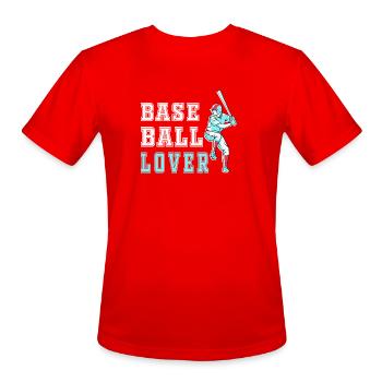 Baseball Lover Retro Batting Graphic - Men's Moisture Wicking Performance T-Shirt - red - Front - Jackson (183cm)