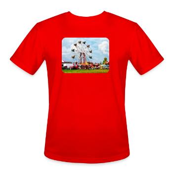 Ferris Wheel Against Blue Sky - Men's Moisture Wicking Performance T-Shirt - red - Front - Jackson (183cm)