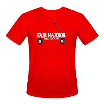 Fair Harbor Fire Island ferry wagon summer share  - Men's Moisture Wicking Performance T-Shirt - red - Front - Jackson (183cm)