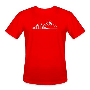 City Skyline Mountain Peaks Gifts for Cycling Fans - Men's Moisture Wicking Performance T-Shirt - red - Front - Jackson (183cm)