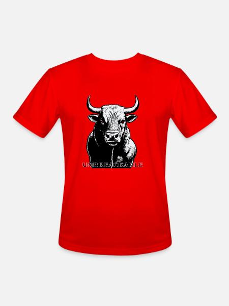 Unbreakable Bull Portrait - Men's Moisture Wicking Performance T-Shirt - red