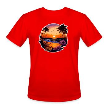 Tropical Sunset Ocean Scene - Men's Moisture Wicking Performance T-Shirt - red - Front - Jackson (183cm)