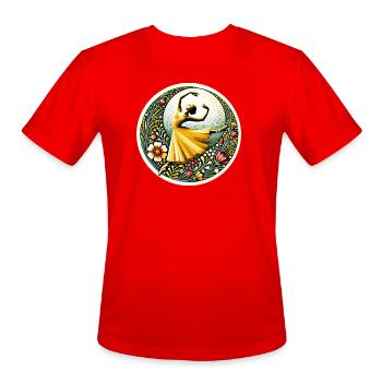Golden Ballerina in Floral Circle - Men's Moisture Wicking Performance T-Shirt - red - Front - Jackson (183cm)