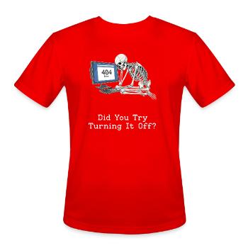 "404 Error" Skeleton Tech Support Illustration Art - Men's Moisture Wicking Performance T-Shirt - red - Front - Jackson (183cm)