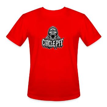 Circle Pit Skull with Haunting Text - Men's Moisture Wicking Performance T-Shirt - red - Front - Jackson (183cm)