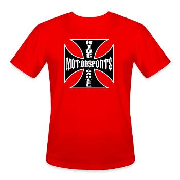 MotorSport Cross Gothic Logo - Men's Moisture Wicking Performance T-Shirt - red - Front - Jackson (183cm)