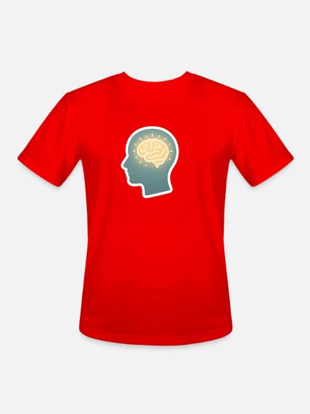 Neon Brain Glow Silhouette - Men's Moisture Wicking Performance T-Shirt - red
