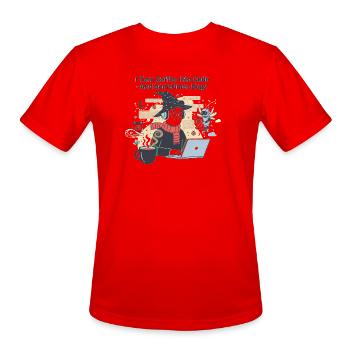 Coffee to Code Wizardry: Debugging  - Men's Moisture Wicking Performance T-Shirt - red - Front - Jackson (183cm)
