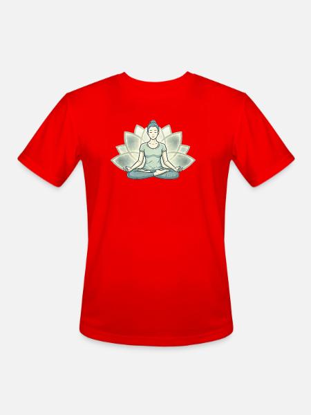 Lotus Calm Meditation Silhouette - Men's Moisture Wicking Performance T-Shirt - red