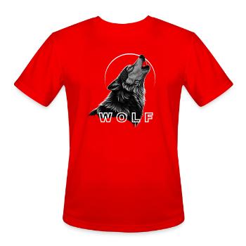 Lone Wolf Howl Circle - Men's Moisture Wicking Performance T-Shirt - red - Front - Jackson (183cm)