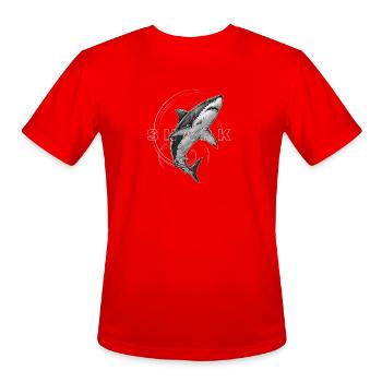 Shark Circle Mono Graphic - Men's Moisture Wicking Performance T-Shirt - red - Front - Jackson (183cm)