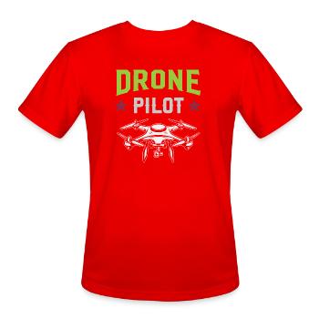 Drone Pilot - Men's Moisture Wicking Performance T-Shirt - red - Front - Jackson (183cm)