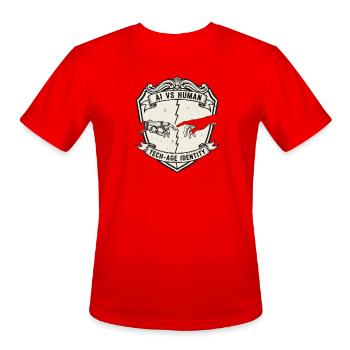 AI vs Human Tech Identity - Men's Moisture Wicking Performance T-Shirt - red - Front - Jackson (183cm)