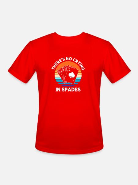 Spades Card Game Poker Player - Men's Moisture Wicking Performance T-Shirt - red