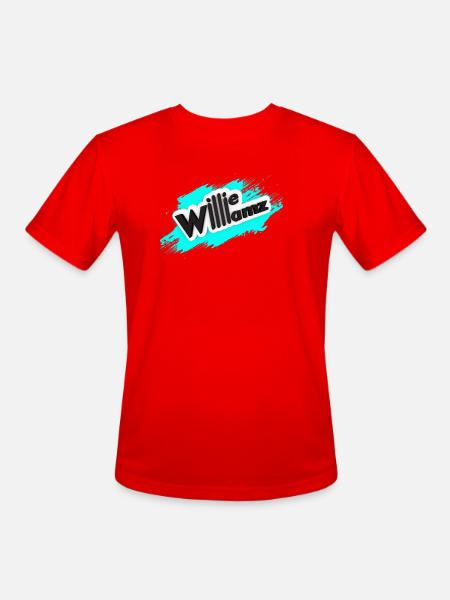 Willieamz Neon Splash Logo Tee - Men's Moisture Wicking Performance T-Shirt - red