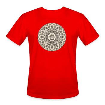Pawprint Mandala Circle - Men's Moisture Wicking Performance T-Shirt - red - Front - Jackson (183cm)