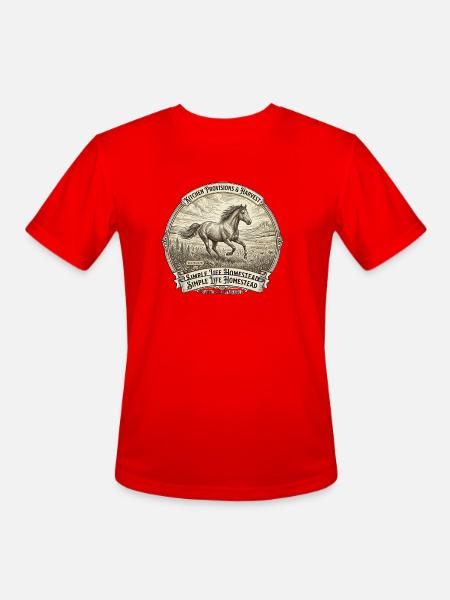 Rustic Horse Homestead Emblem - Men's Moisture Wicking Performance T-Shirt - red