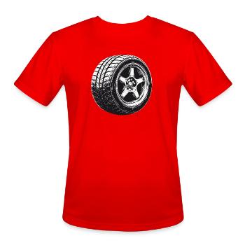 Vintage Motorsport Design Car Tire Rim - Men's Moisture Wicking Performance T-Shirt - red - Front - Jackson (183cm)