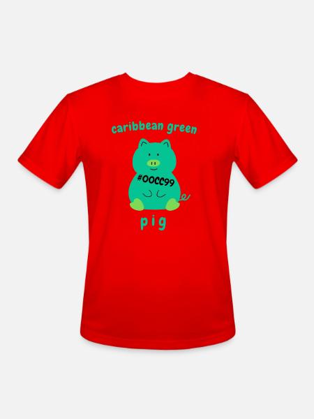 Caribbean green Pig - Men's Moisture Wicking Performance T-Shirt - red