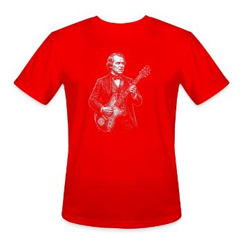 Andrew Johnson Guitarist Portrait  - Men's Moisture Wicking Performance T-Shirt - red - Front - Jackson (183cm)