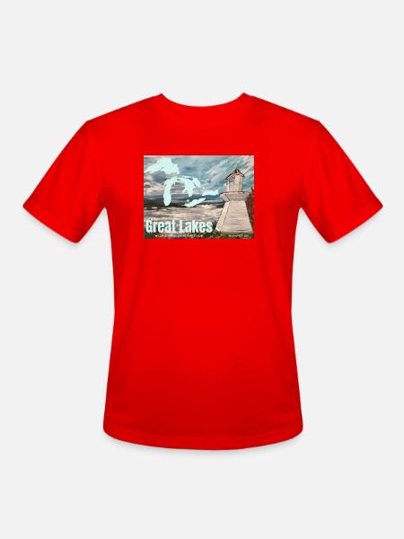 Great Lakes Lighthouse Poster - Men's Moisture Wicking Performance T-Shirt - red