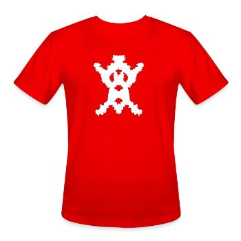 Symmetrical Rorschach Inkblot White Abstract Art  - Men's Moisture Wicking Performance T-Shirt - red - Front - Jackson (183cm)