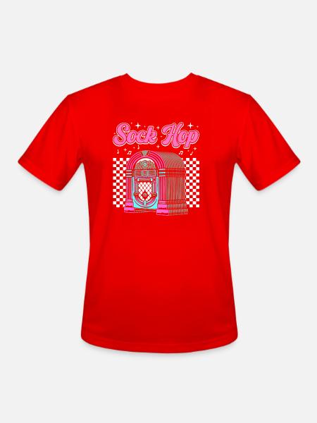 950s Party Sock Hop - Men's Moisture Wicking Performance T-Shirt - red