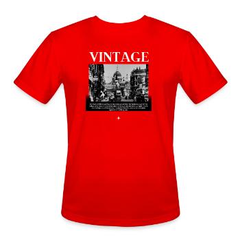 Timeless Mono Streetscape - Men's Moisture Wicking Performance T-Shirt - red - Front - Jackson (183cm)