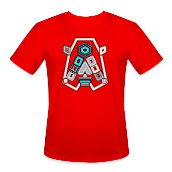 Neon Geometric Glyph Shield - Men's Moisture Wicking Performance T-Shirt - red - Front - Jackson (183cm)
