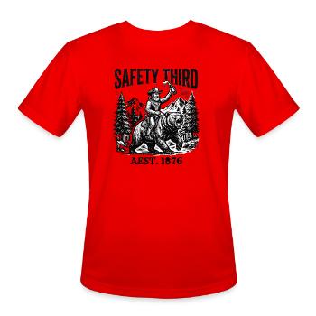 Bear Rider Lumberjack: Safety Third - Men's Moisture Wicking Performance T-Shirt - red - Front - Jackson (183cm)