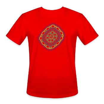 Emerald Weave: Woven from Chaos – Fractal Art - Men's Moisture Wicking Performance T-Shirt - red - Front - Jackson (183cm)